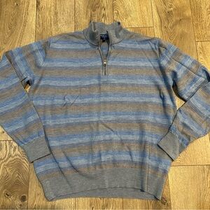 Peter Miller Men's Striped Blue Grey Sweater read desc